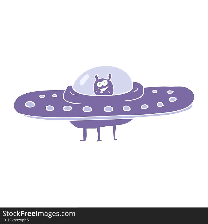 flat color illustration of a cartoon flying saucer