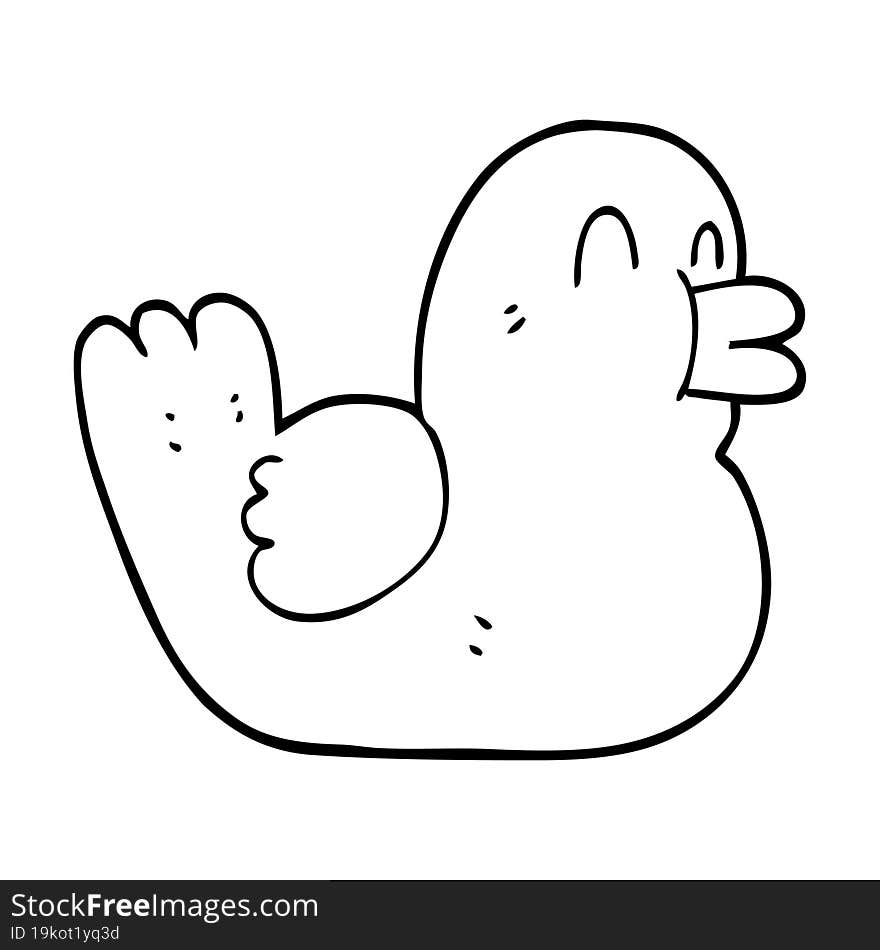 Line Drawing Cartoon Happy Duck