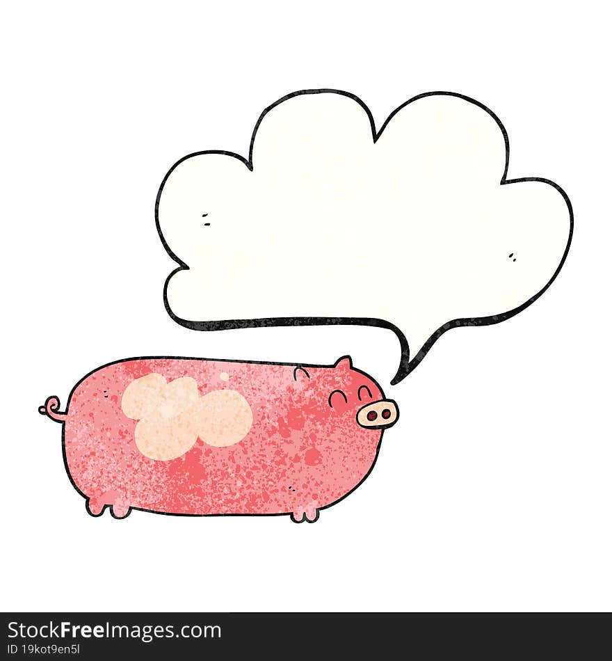 speech bubble textured cartoon pig