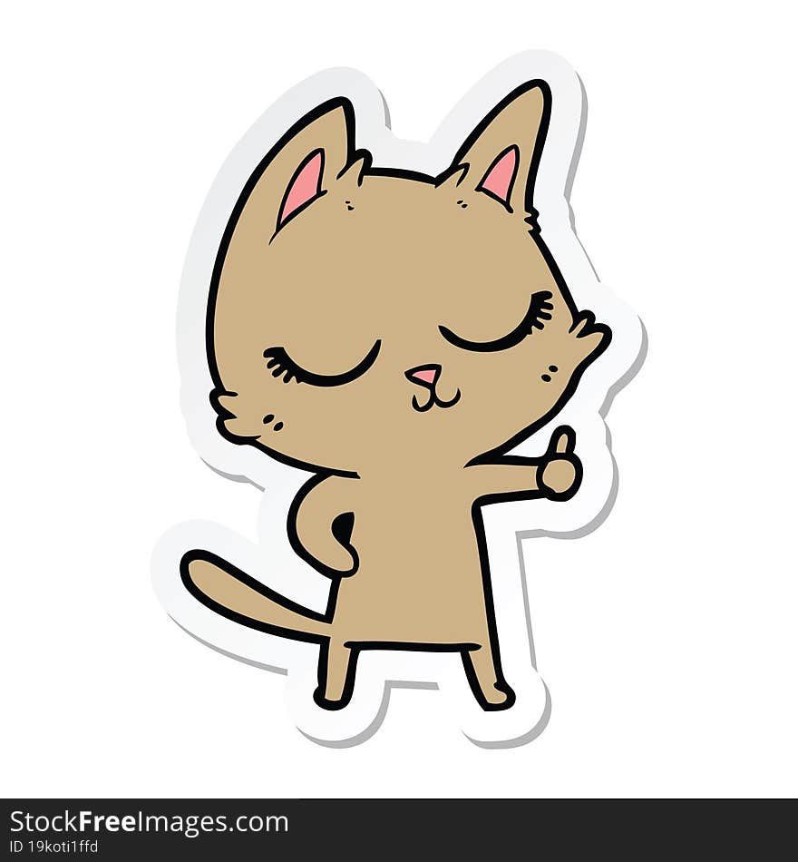 Sticker Of A Calm Cartoon Cat