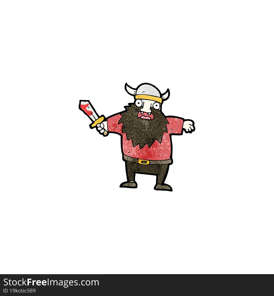 Cartoon Viking With Bloody Sword