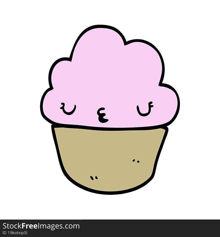 cartoon cupcake with face