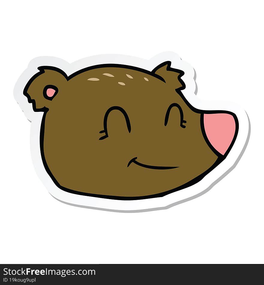 Sticker Of A Cartoon Happy Bear Face