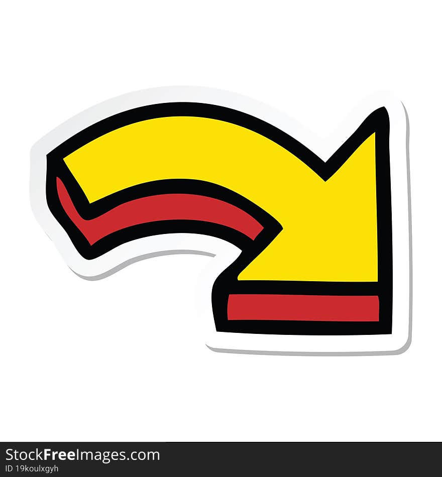 Sticker Of A Cute Cartoon Directional Arrow