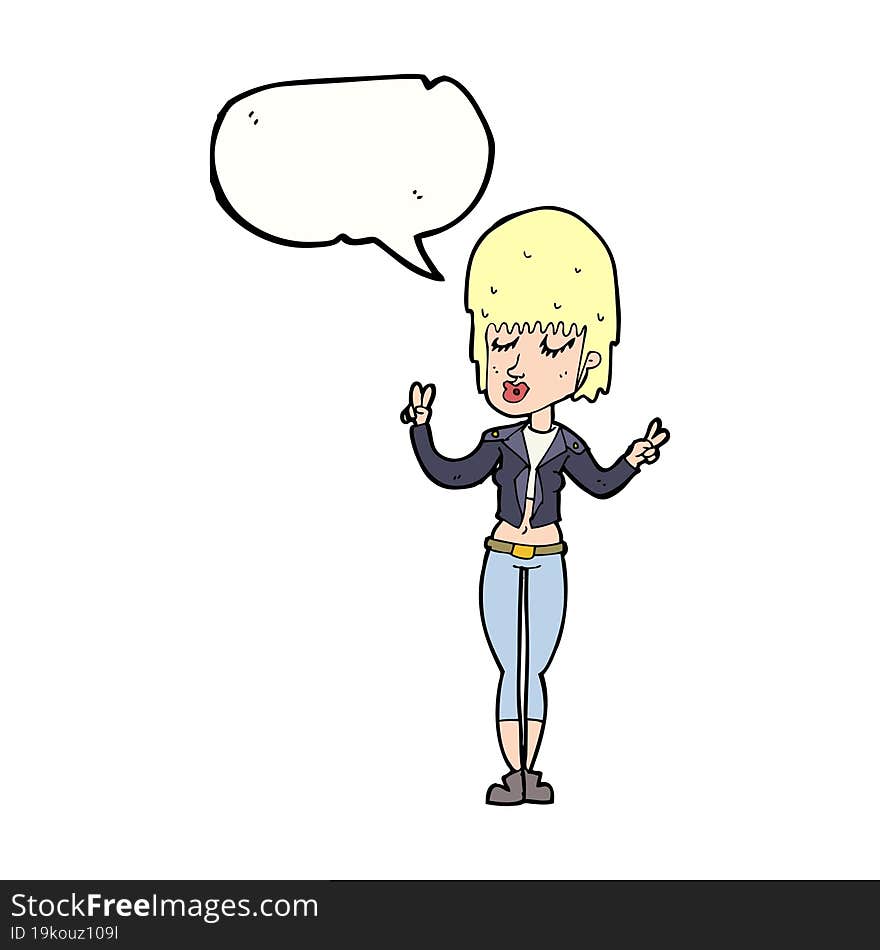 cartoon cool girl with speech bubble