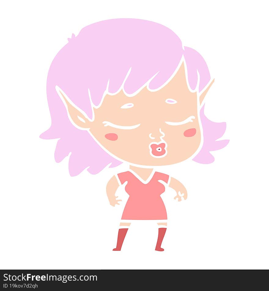 pretty flat color style cartoon elf girl