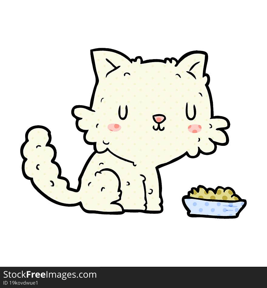 cute cartoon cat and food. cute cartoon cat and food