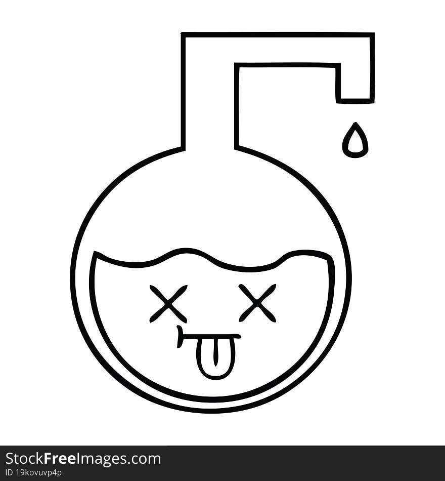 line drawing cartoon of a science experiment