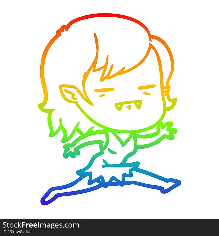 rainbow gradient line drawing cartoon undead vampire girl