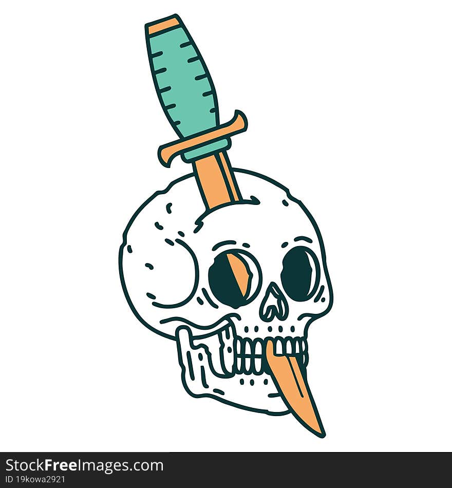 tattoo style icon of a skull and dagger