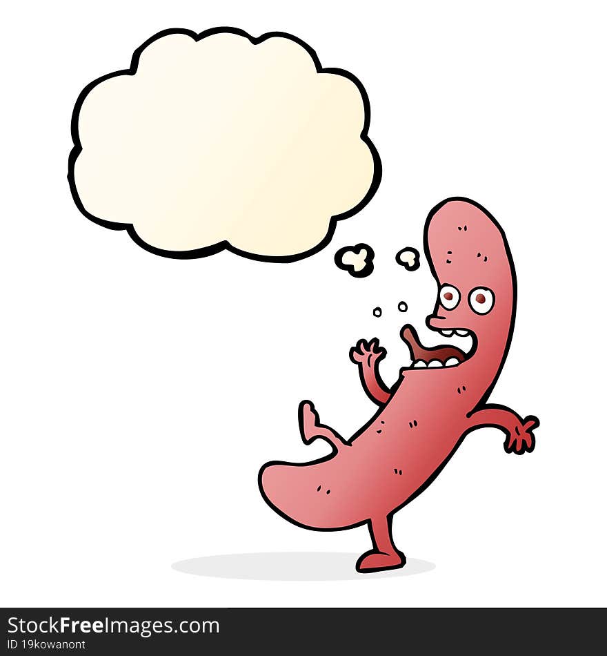 cartoon sausage with thought bubble