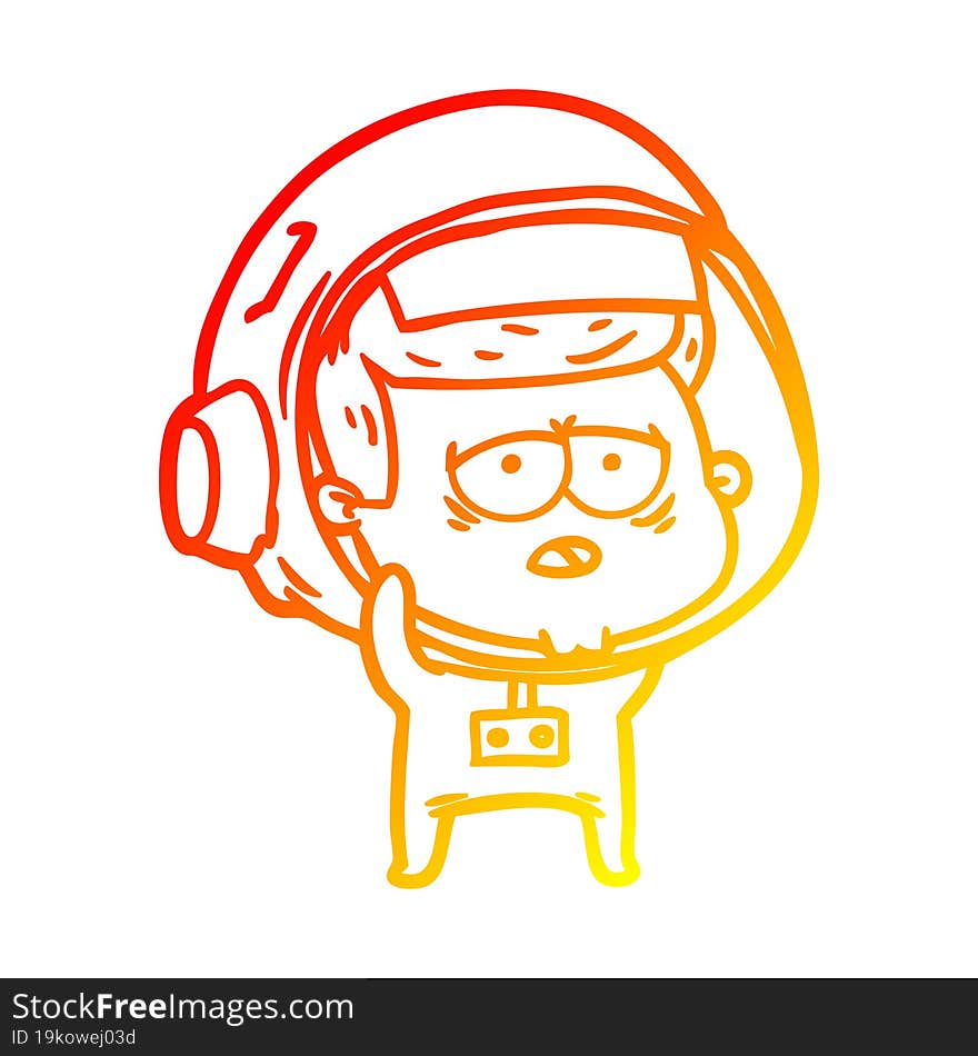 warm gradient line drawing cartoon tired astronaut