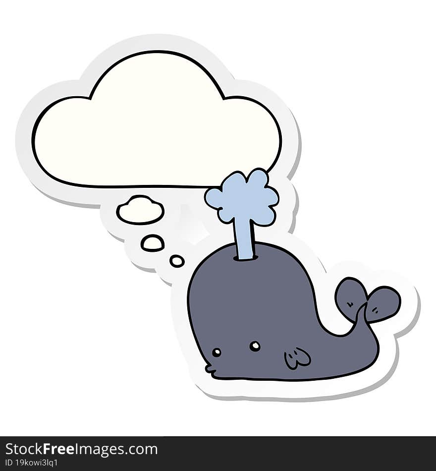 cartoon whale and thought bubble as a printed sticker