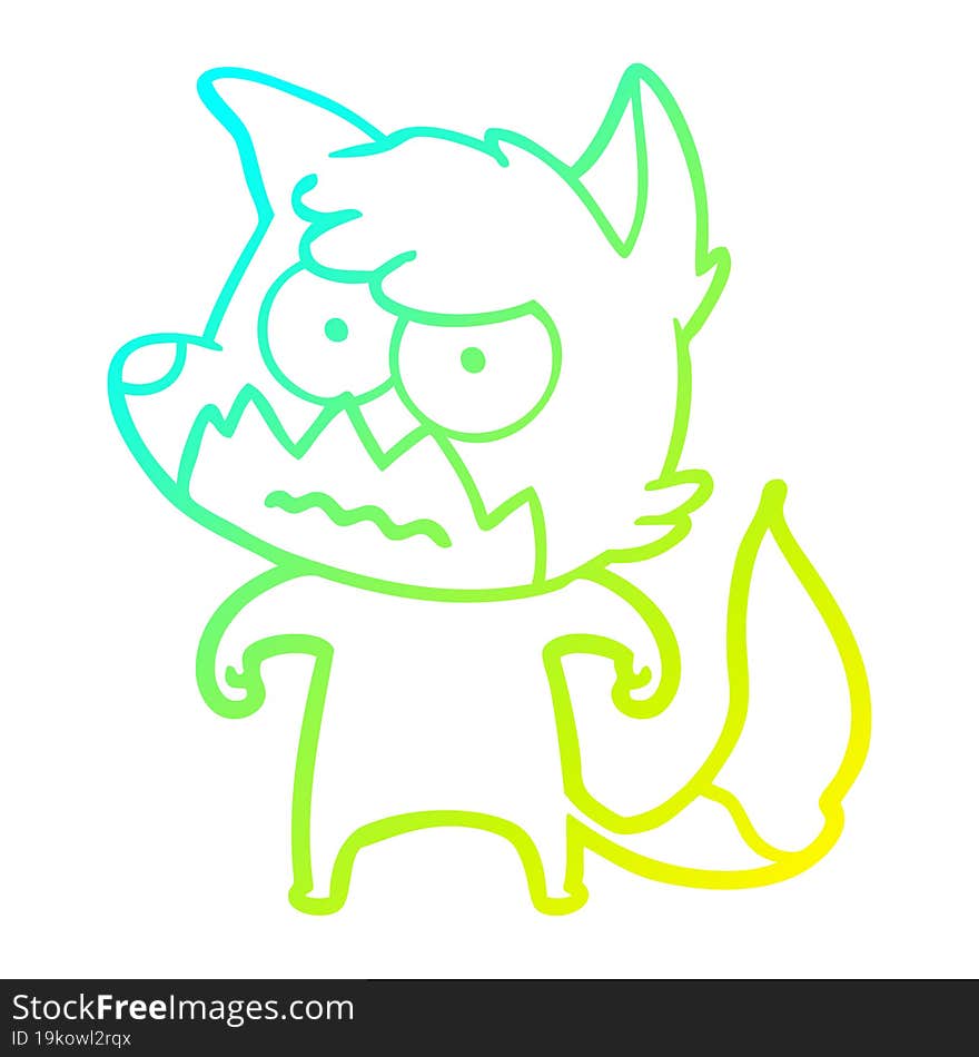 cold gradient line drawing cartoon annoyed fox