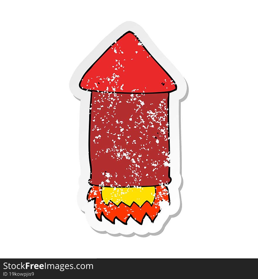 Distressed Sticker Of A Cartoon Rocket