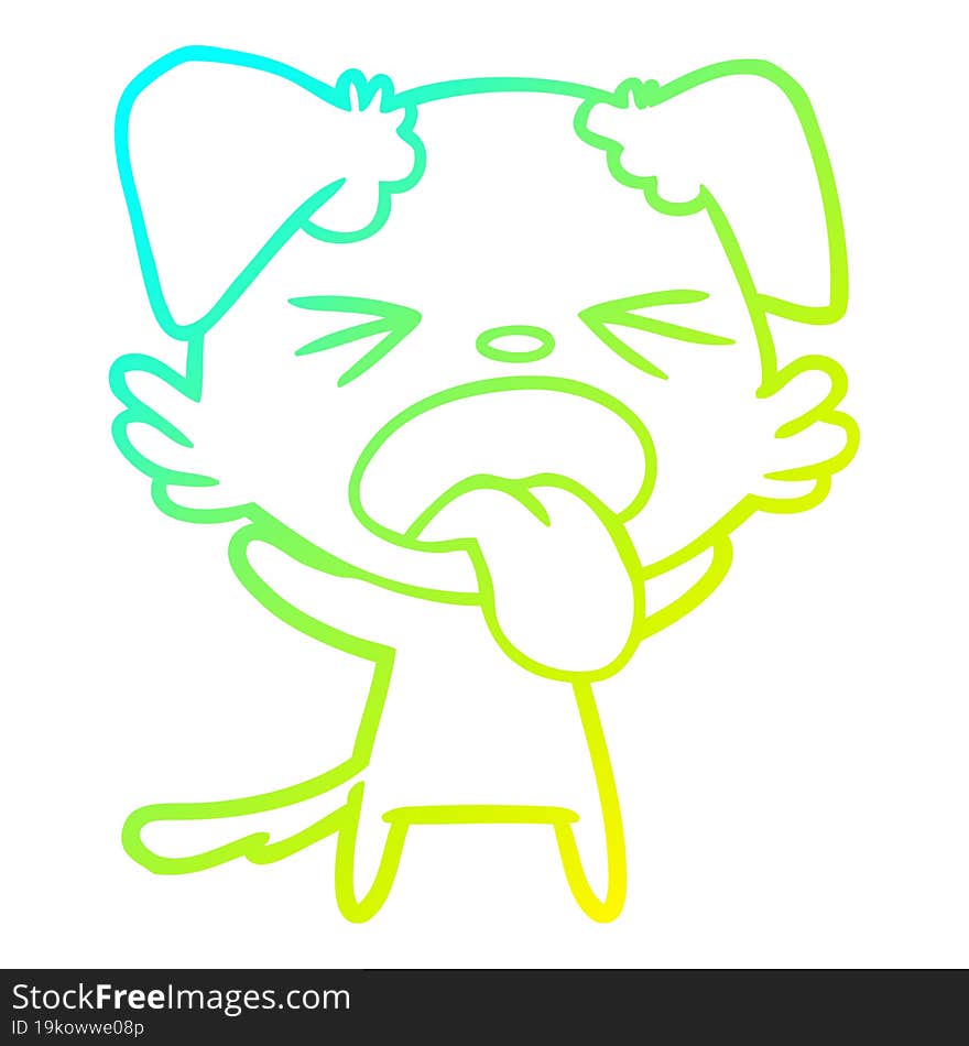 cold gradient line drawing cartoon disgusted dog