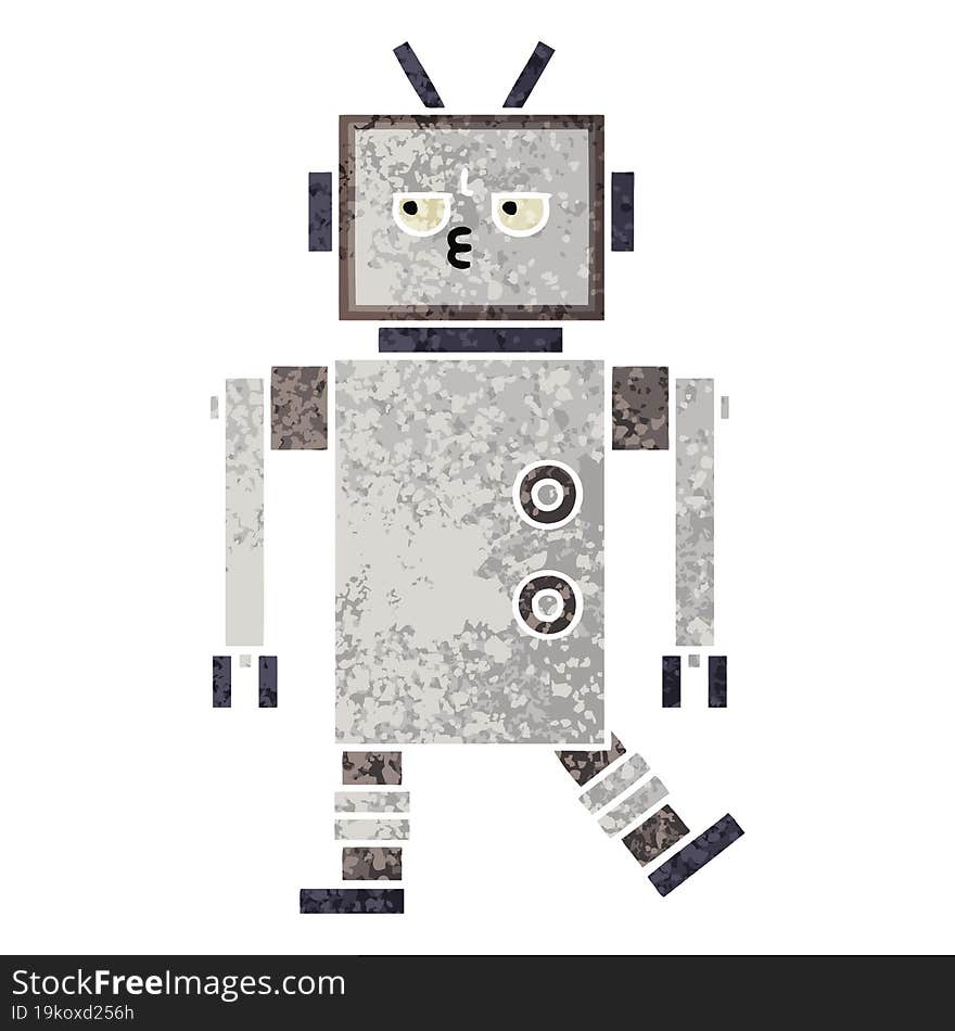 Retro Illustration Style Cartoon Robot