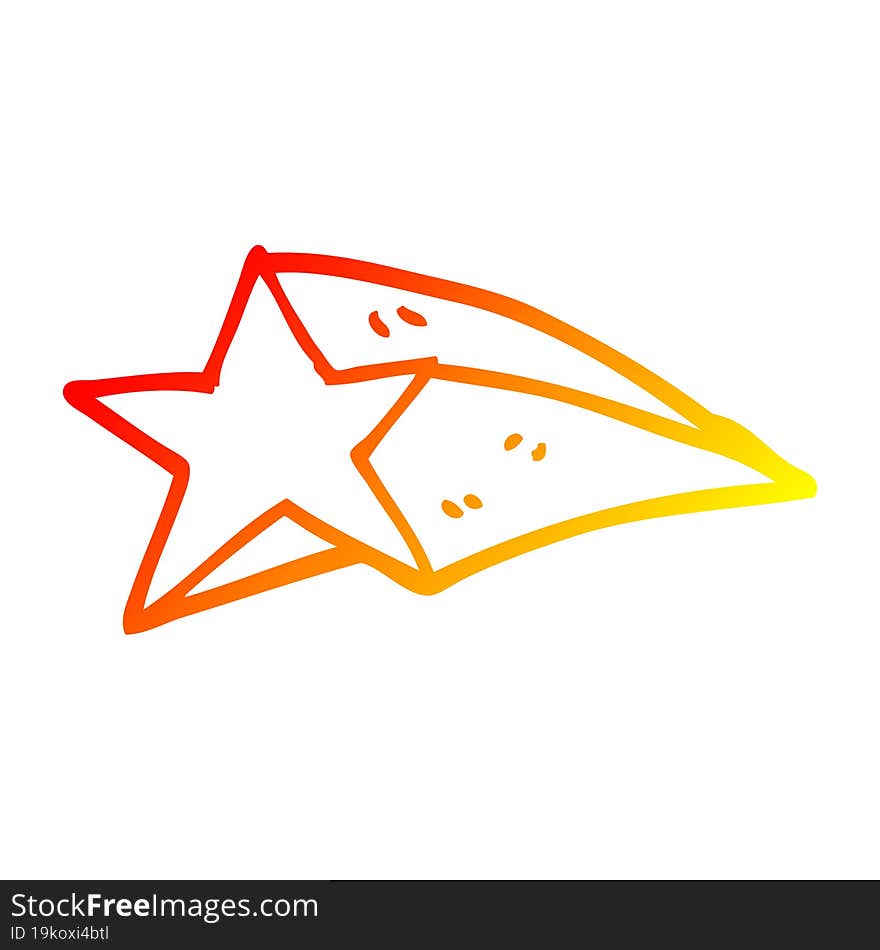 warm gradient line drawing cartoon shooting star