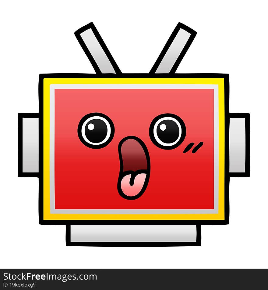 Gradient Shaded Cartoon Robot Head