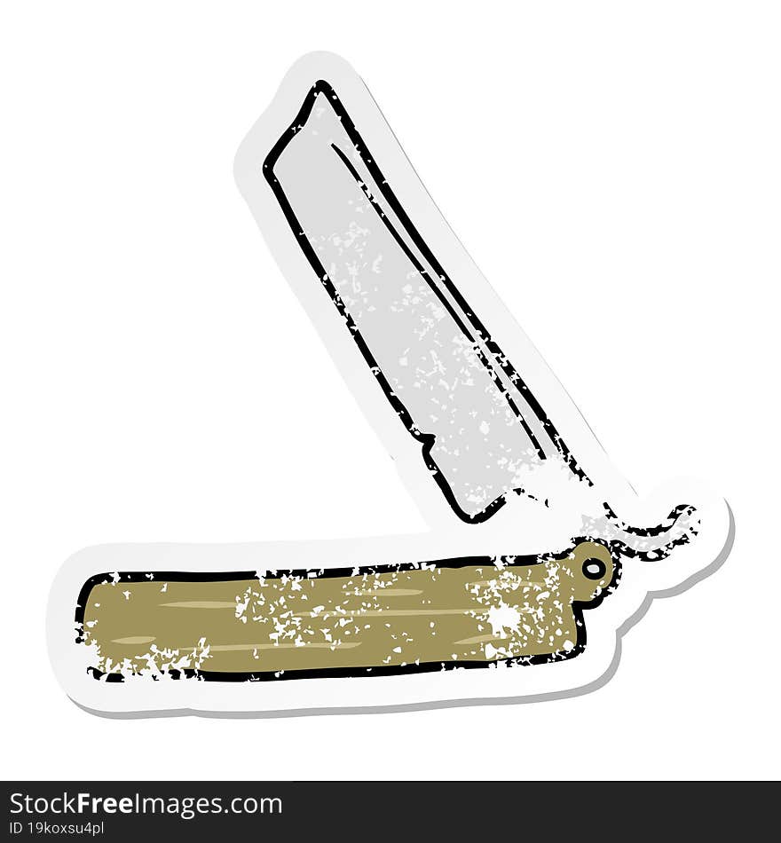 distressed sticker of a cartoon traditional razor