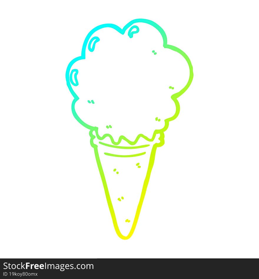 cold gradient line drawing cartoon ice cream