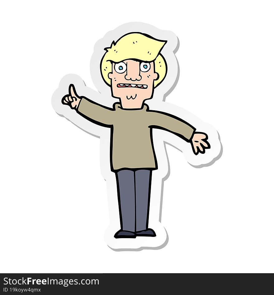 sticker of a cartoon man asking question