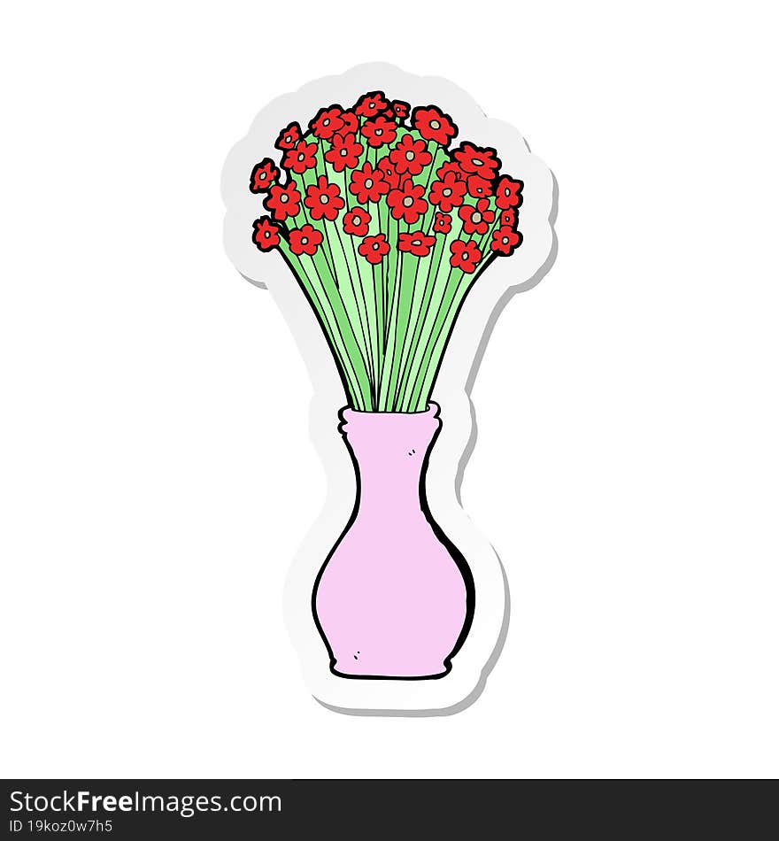 sticker of a cartoon flowers in pot