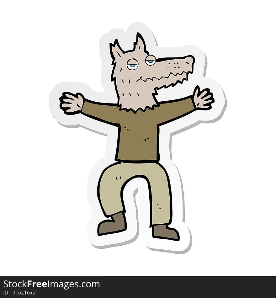 Sticker Of A Cartoon Wolf Man