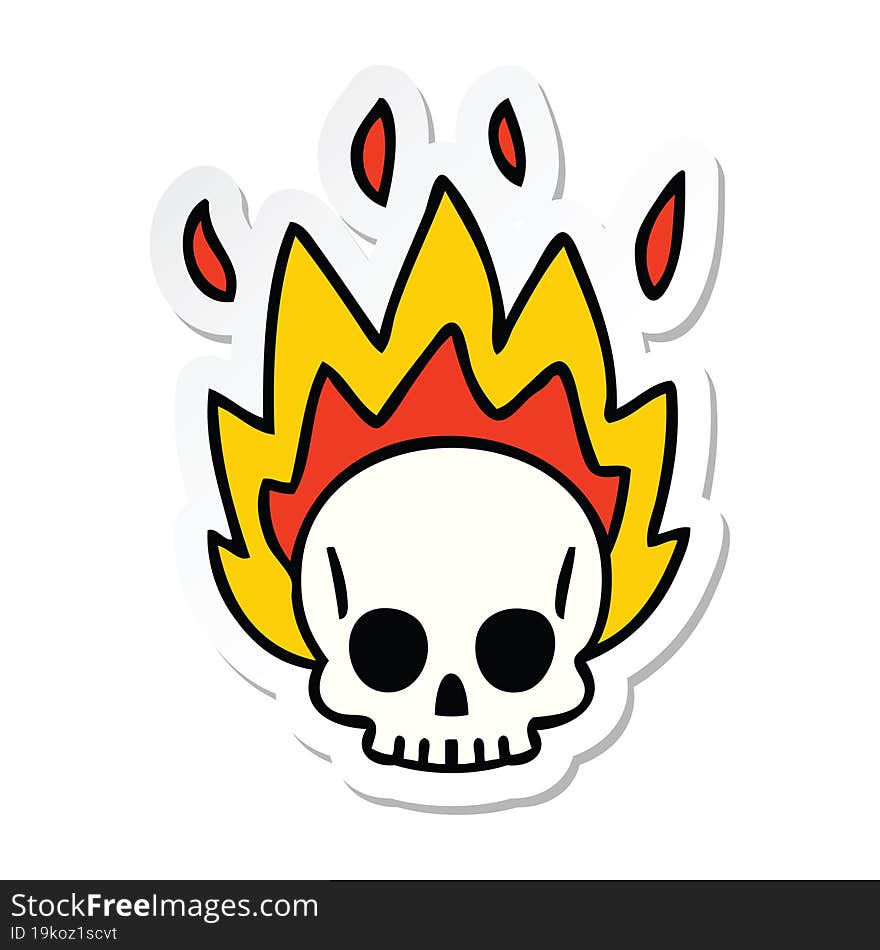 sticker of a quirky hand drawn cartoon skull