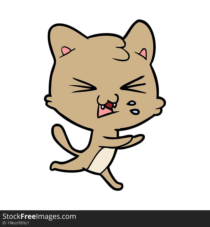 cartoon cat hissing. cartoon cat hissing