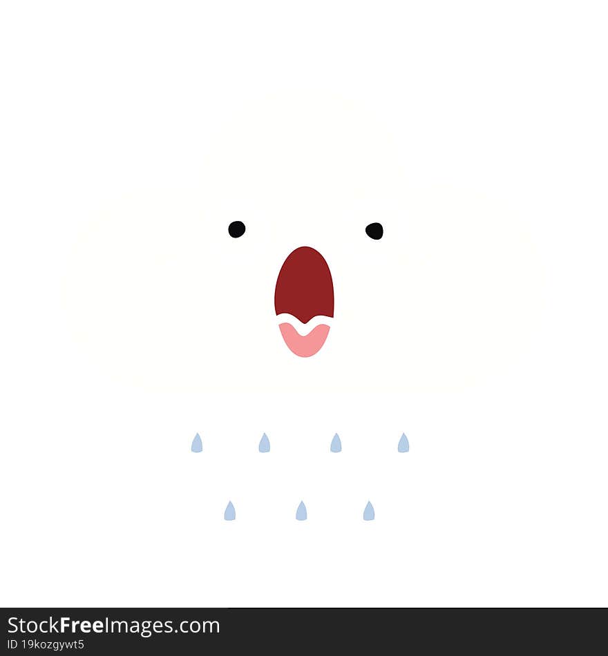 flat color retro cartoon rain cloud