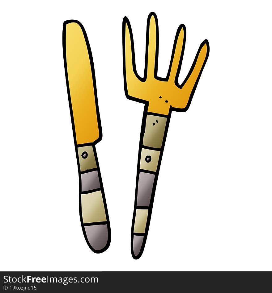 Cartoon Doodle Knife And Fork