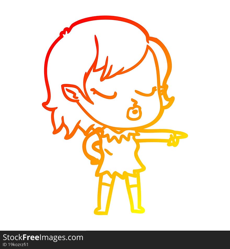 warm gradient line drawing cute cartoon vampire girl