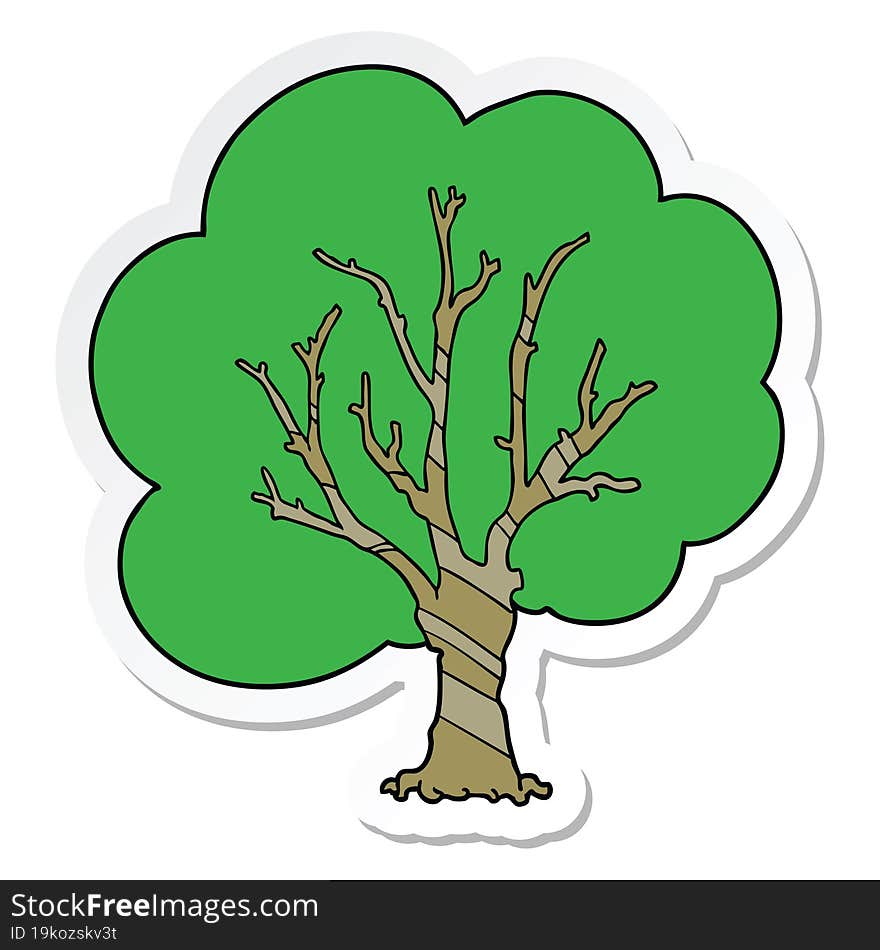 sticker of a cartoon tree