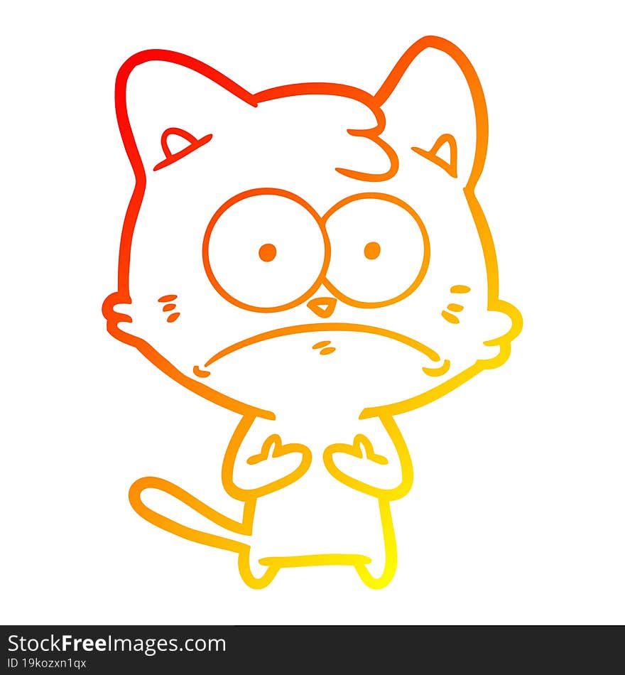 warm gradient line drawing cartoon nervous cat