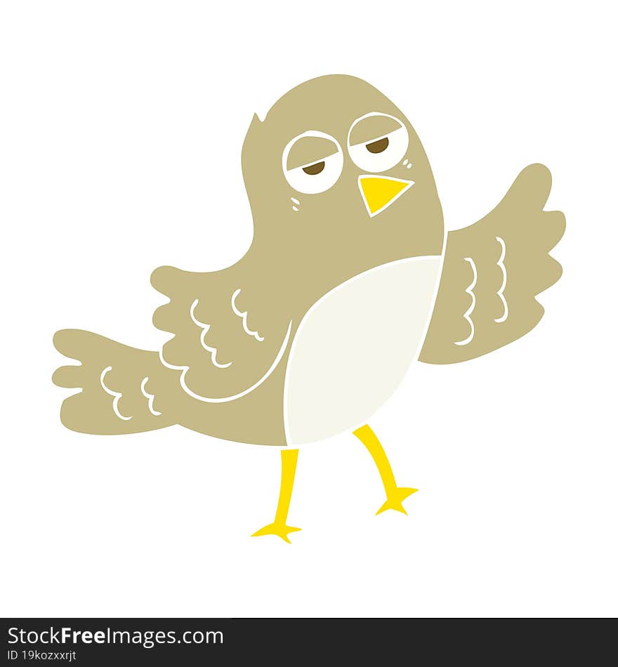 Flat Color Illustration Of A Cartoon Bird