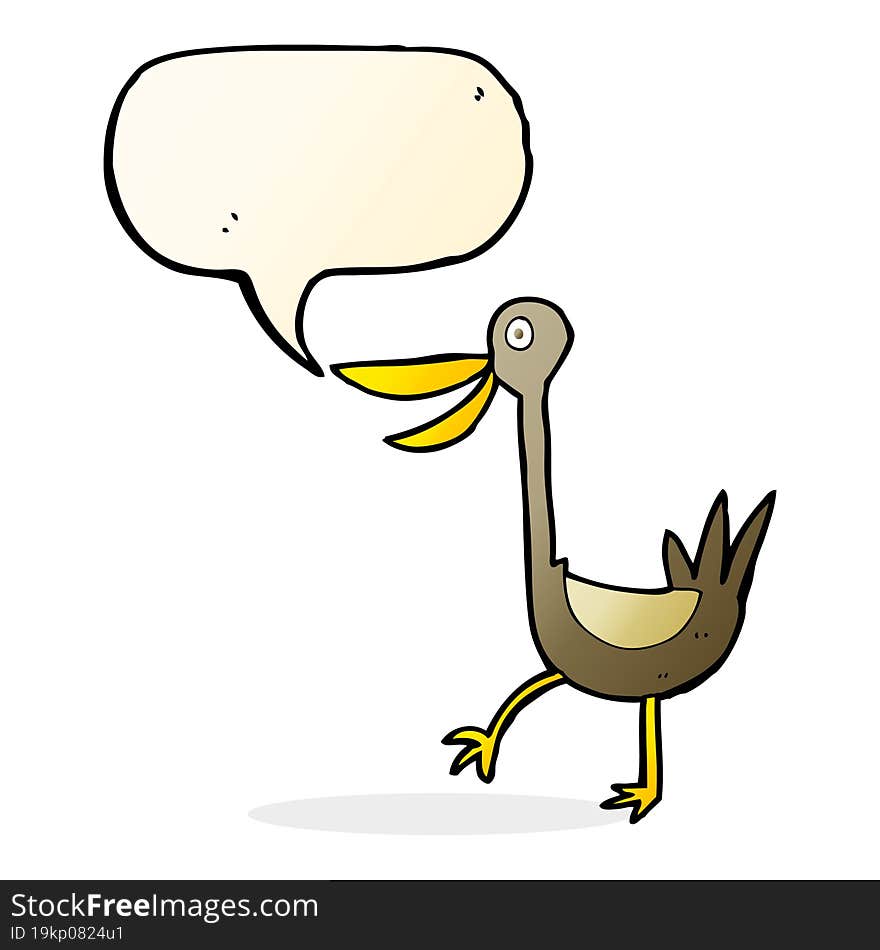 Funny Cartoon Duck With Speech Bubble