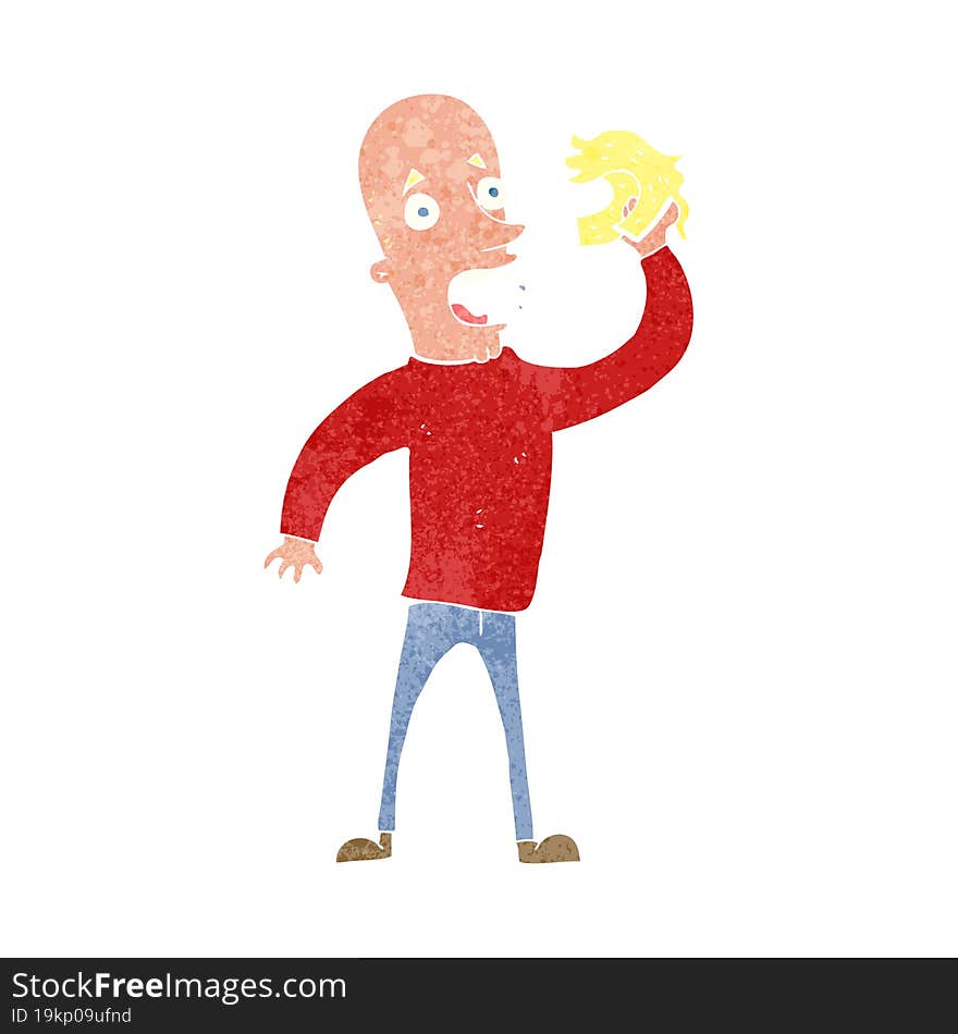 Cartoon Bald Man With Wig