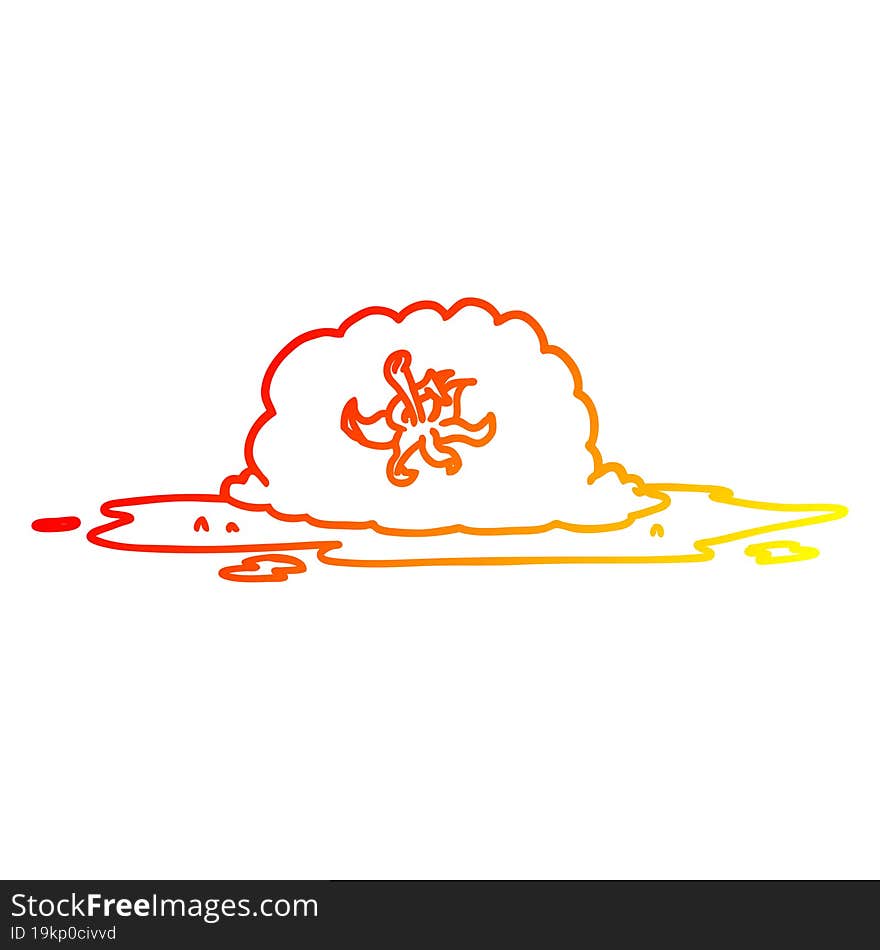 warm gradient line drawing cartoon squashed tomato