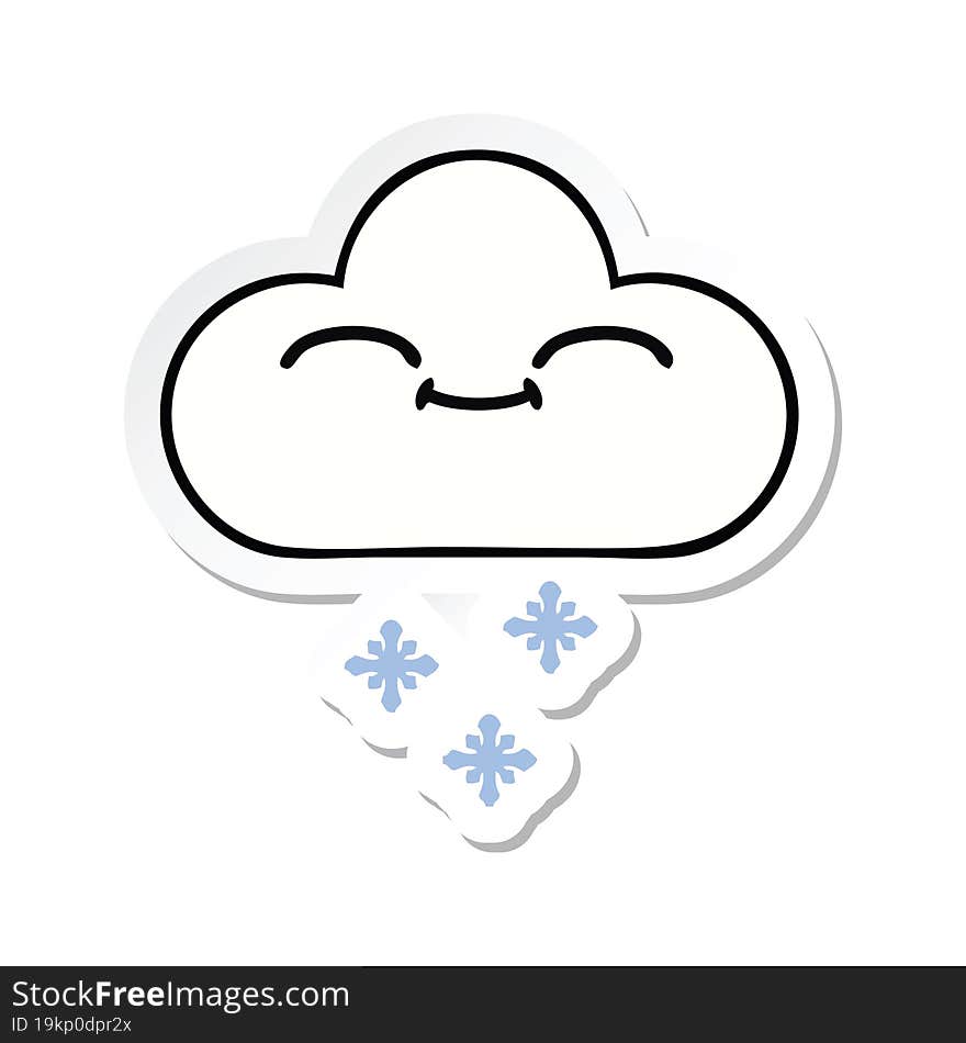 sticker of a cute cartoon snow cloud