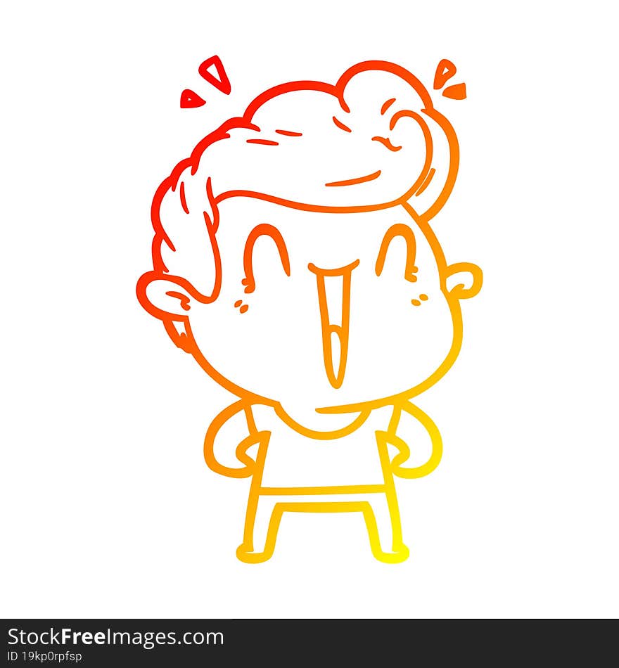 warm gradient line drawing of a cartoon happy man