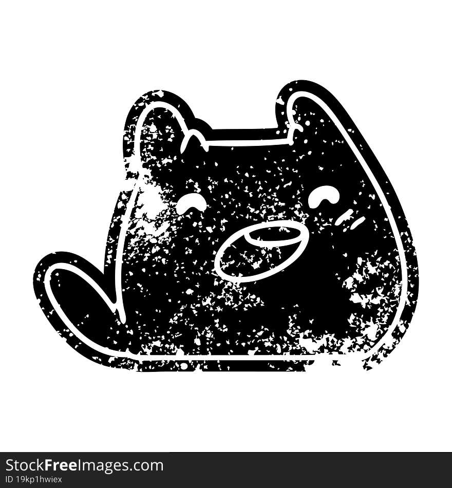 grunge distressed icon of a kawaii cat. grunge distressed icon of a kawaii cat