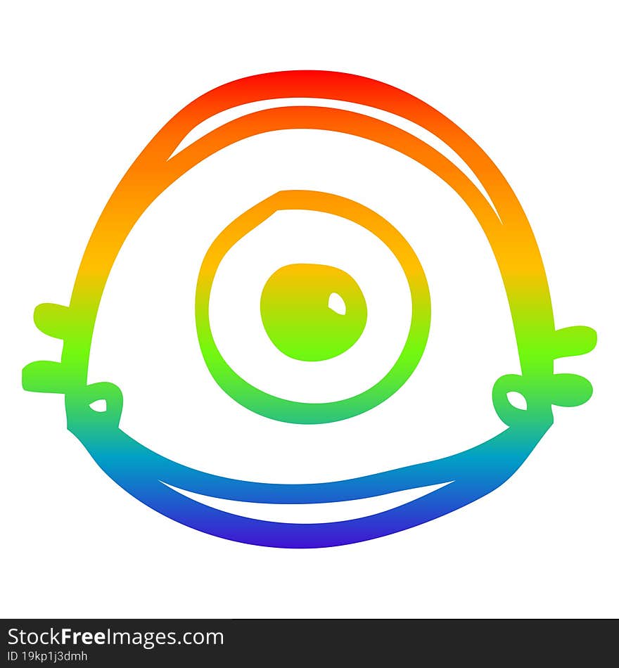 rainbow gradient line drawing of a cartoon brown eye