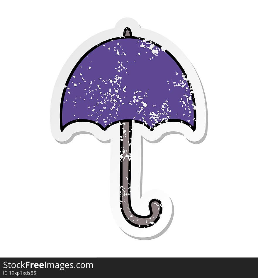 Distressed Sticker Of A Cute Cartoon Open Umbrella