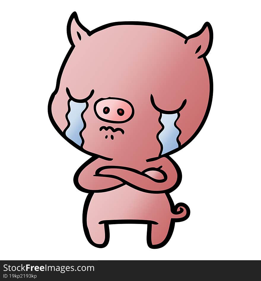 cartoon pig crying. cartoon pig crying