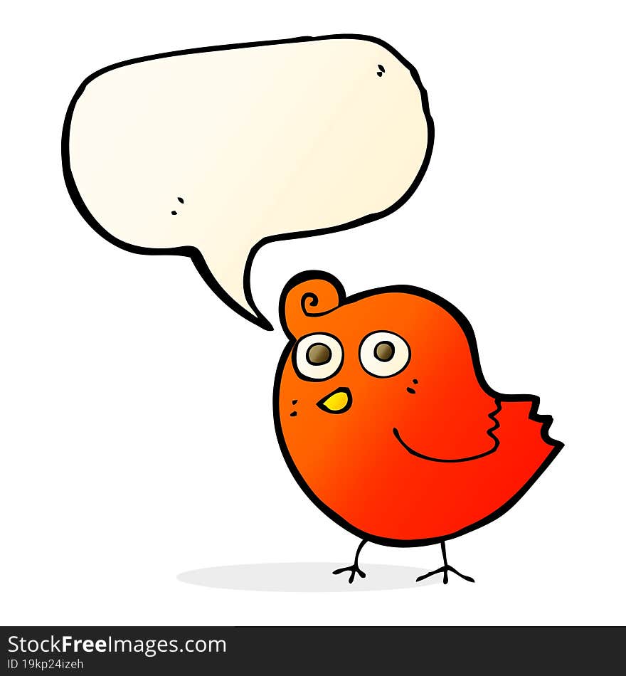 Funny Cartoon Bird With Speech Bubble