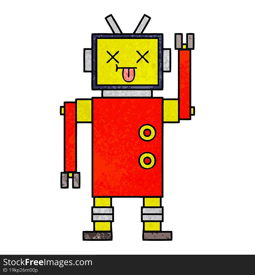 Retro Grunge Texture Cartoon Robot