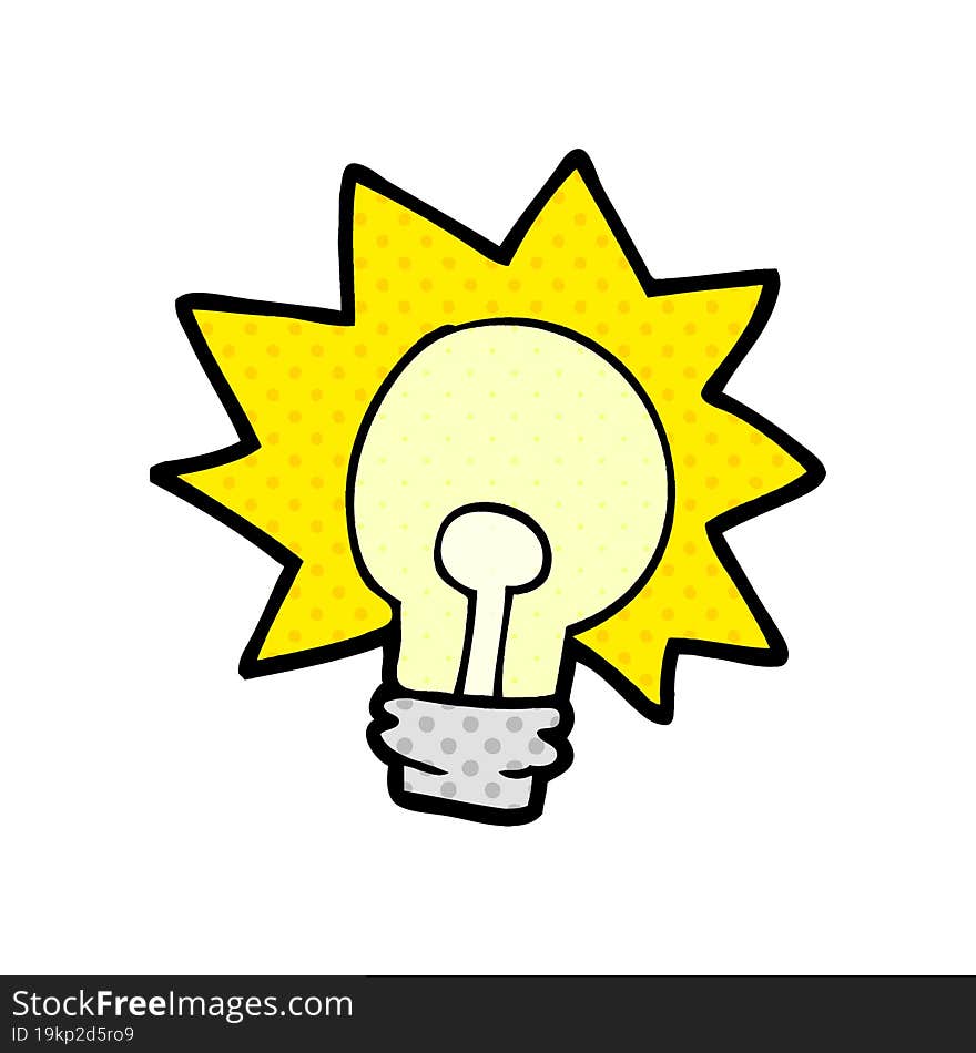 cartoon shining light bulb. cartoon shining light bulb