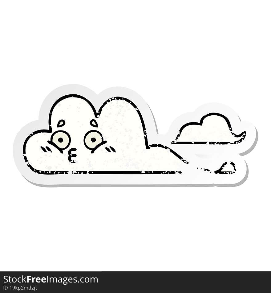 distressed sticker of a cute cartoon white cloud