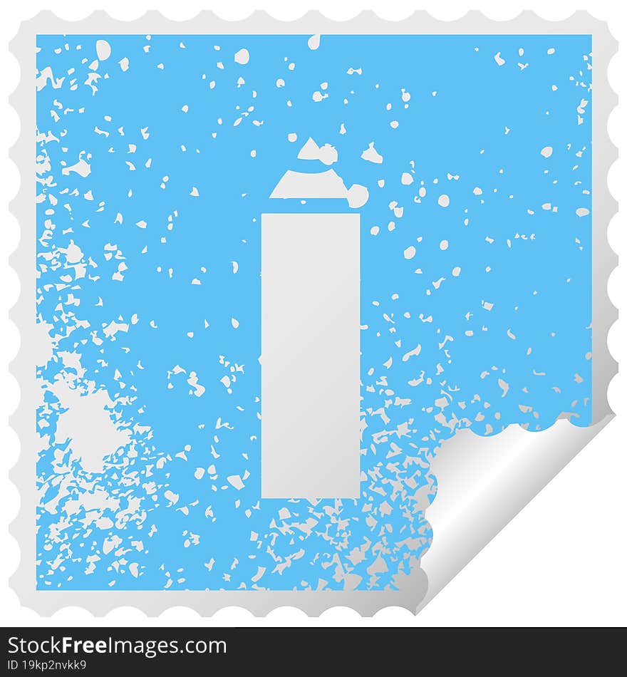 distressed square peeling sticker symbol blue pencil